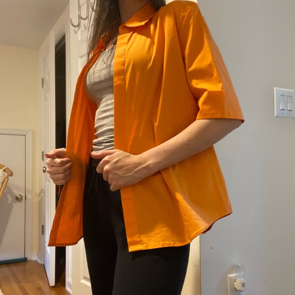 Stretch Gap Vibrant Orange Button-Up Shirt Size L - Picture 10 of 11